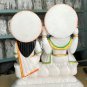 12" White Marble Vishnu Laxmi Statue Hand Painted Art Religious Gift Decor E1292