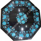 18" Marble Coffee Center Table Top Turquoise Inlay Elephant Floral Decor E473