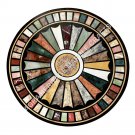 24" Black Marble Round Coffee Countertopstable Table Multi Mosaic Inlaid H4747
