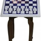 15"x15" Marble Chess Top Coffee Table Lapis Mosaic Inlay Design Columbus Gift