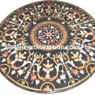 Black Marble Coffee Table Marble Center Table Rare Gem Inlaid Mosaic Decor H2950