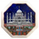 White Marble Coffee Table Top Taj Mahal Pietra Dura Lapis Lazuli Mosaic Art H465