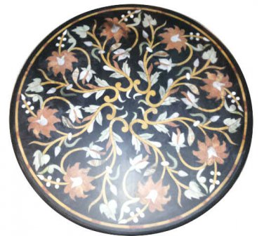 Black Marble Dining Coffee Table Top Inlaid Mosaic Rare Home Hallway Decor H912