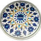 Marble Coffee Table Top Rare Lapis Mosaic Floral Marquetry Patio Decorative H928