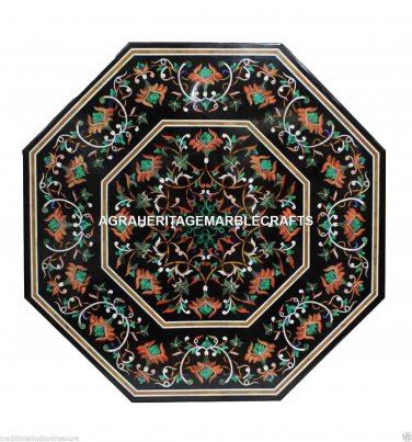 Black Marble Coffee Table Inlay Hakik Arts Furniture Living Room Home Deco H3110