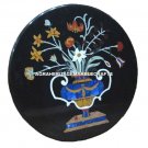 Black Marble Coffee Center Table Top Handmade Inlay Design Furniture Decor H494