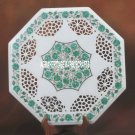 Marble Stone Center Top Table Malachite Floral Work Lattice Inlaid Decor H3733