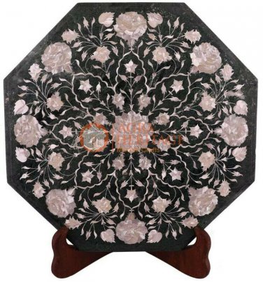 15" Marble Coffee Top Table Mop Inlaid Pietradura Floral Art Christmas Gift Deco