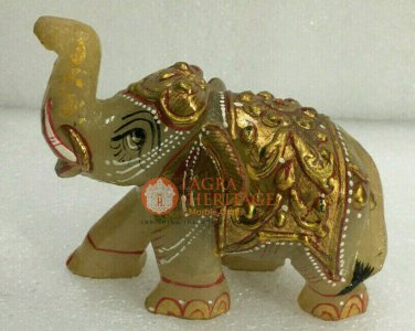 3" Unique Rose Quartz Salute Pose Elephant Figurine Best Housewarming Gift Decor