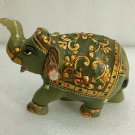 3" Handmade Green Pizer Jumbo Elephant Sculpture Handpainted Good Luck Gift Arts 3" Handmade Green Pizer Jumbo Elephant Sculpture Handpainted Good Luck Gift Arts
