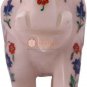4" White Jumbo Elephant Sculpture Lapis Multi Stone Inlaid Housewarming Gift Art