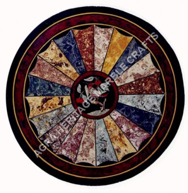 36" Marble Round Dining Garden Table Top Pietra Dura Inlay Living Decor E474A