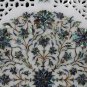 24" Filigree White Marble Coffee Table Top Paua Shell Inlay Precious Stone Decor