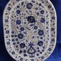 15"x10" White Marble Serving Tray Lapis Lazuli Inlay Handicraft Floral Art Decor