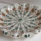 12" Marble Inlay Fruit Bowl Carnelian Malachite Inlay Floral Art Decorative Gift