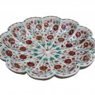 18" Decorative Marble Bowl Carnelian Mosaic Inlay Pietra Dura Home Decor Gifts