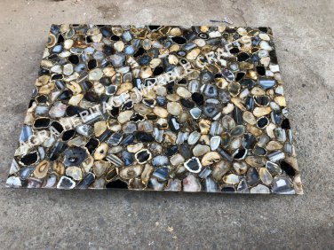 4'x3' Black Marble Agate Stone Table Top Random Decorative Patio Furniture E373