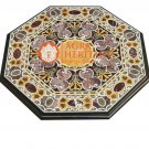 Marble Black Center Dining Table Top Pietra Dura Inlay Handicraft Decor E1591