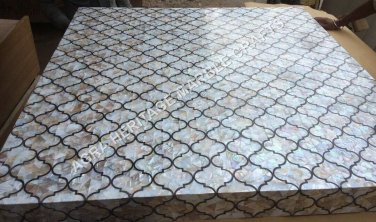 36" Marble Dining Side Table Top Mother of Pearl Inlay Precious Stone Gift E1428