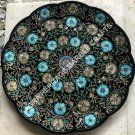 18" Belgium Marble Decorative Plate Turquoise Pauashell Inlay Stone Gift E1455 18" Belgium Marble Decorative Plate Turquoise Pauashell Inlay Stone Gift E1455