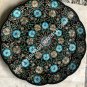 18" Belgium Marble Decorative Plate Turquoise Pauashell Inlay Stone Gift E1455