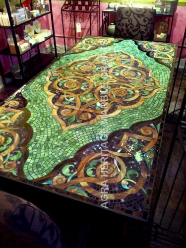 6'x3' Marvelous Marble Dining Contemporary Table Top Mosaic Inlay Design H4807A
