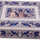 12"x8"x4" Marble White Jewelry Lidded Box Lapis Marquetry Floras Veterans Gift