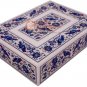 12"x8"x4" Marble White Jewelry Lidded Box Lapis Marquetry Floras Veterans Gift