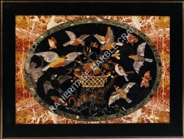 5'x3' Modern Marble Dining Table Top Marquetry Inlay Antique Design Decor H4706B