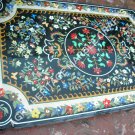 5'x3' Exclusive Black Marble Outdoor Table Top Multi Marquetry Inlay Decor E842A