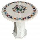 24" Marble Coffee Stand Table Top Multi Floral Peacock Inlay Design Decor E1507