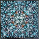 36" Black Marble Side Dining Table Top Turquoise Inlay Stunning Design E1517