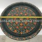 24" Black Marble Fruit Serving Bowl Carnelian MalaIchite Inlay Floral Art H5760C