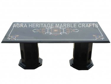 4'x2' Black Marble Dining Room Table Top With Stand Restaurant Home Decor H3387