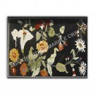 4'x3' Black Marble Contemporary Table Top Marquetry Inlay Floral Home Decor E968