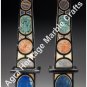 21" Pair of Specimen Marble Obelisks with Italian Pietre Dure Decorative E519