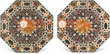 Set of Two Marble Dining Table Top Pietra Dura Inlay Hard Stone Furniture E1611