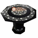 Marble Coffee Table Top With 18" Tall Stand Mother of Pearl Inlay Floral E1648A Marble Coffee Table Top With 18" Tall Stand Mother of Pearl Inlay Floral E1648A