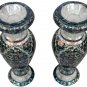 15" Marble Inlay Flower Vase Pair Pauashell Random Mosaic Design Christmas Gift