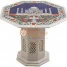 24" Marble Counter Table Taj Mahal Lapis Inlaid Floral Traditional Veterans Gift