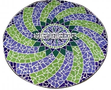 Marble Side Coffee Table Top Mosaic Lapis Lazuli Inlay Art Furniture Decor H3963