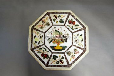 Marble Coffee Dining Table Top Fruit Inlay Marquetry Arts Hallway Decor H3973
