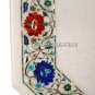 White Marble Top Coffee Table With Stand Marquetry Gemstone Inlay Art H3542