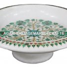 Marble Dry Fruit Bowl Malachite Floral Inlay Pietradure Kitichen Art Gifts H1402