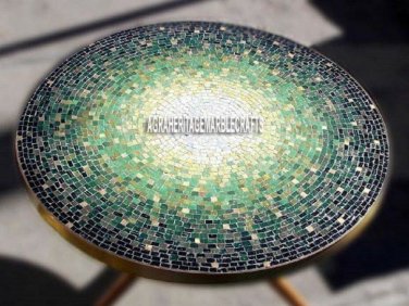 White Marble Top Coffee Table Furniture Great Mosaic Inlay Hallway Decor H4036