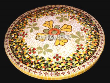 Marble Top Dining Table Floral Mosaic Rare Inlaid Hallway Occasional Decor H3813