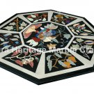 Black Dining Coffee Marble Top Cocktail Table Top Mosaic Inlaid Handmade Decor