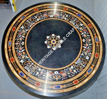 Marble Living Room Round Table Top Multi Marquetry Inlay Occasional Decor E620