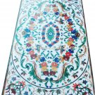 White Marble Dining Table Top Pietradura Inlaid Stone Hallway Patio Decor H2471