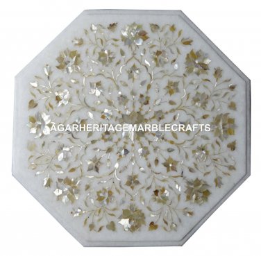 48"x48"  White Marble Coffee Table Top Mother of Pearl Art Home Decor H1271
